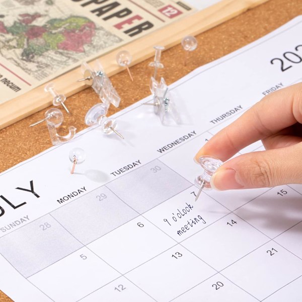 Transparenta tryckstift, 140 stycken plasttryckstift med förvaring