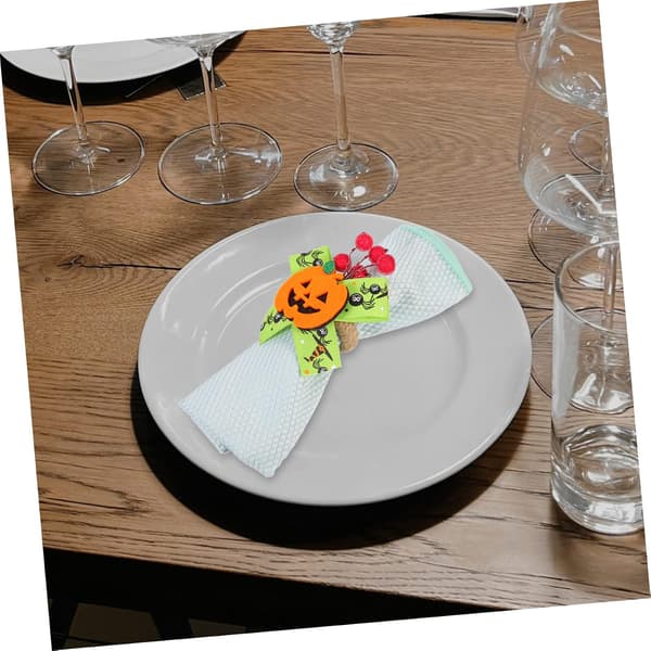 4 stk. Servietringe til græskar Halloween Servietringe Servietspænder Halloween Festartikler Polyester