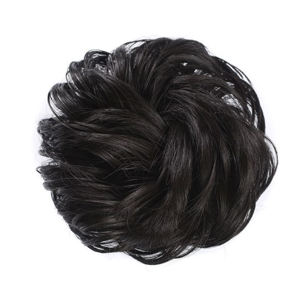 Mörkt svart-hår stora hårstycken lockigt vågigt Scrunchie -hår Natura