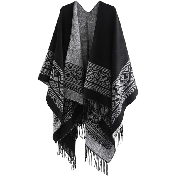 Dam elegant varm öppen fyrkantig sjal poncho höst vinter F