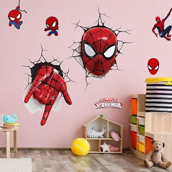 Spider-Man 3D -seinätarra, lasten ja poikien 3D -hämähäkkiseinätarrat ja tarrat, makuuhuone, olohuone, h