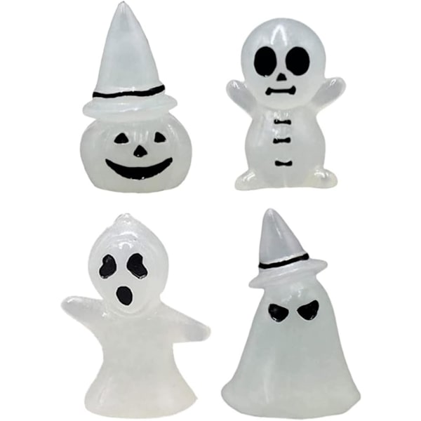 Halloween-hehkuornamentti, miniatyyrihaamuornamenttipatsas, hartsihaltiatarhakoriste, 4-pakkaus Halloween O