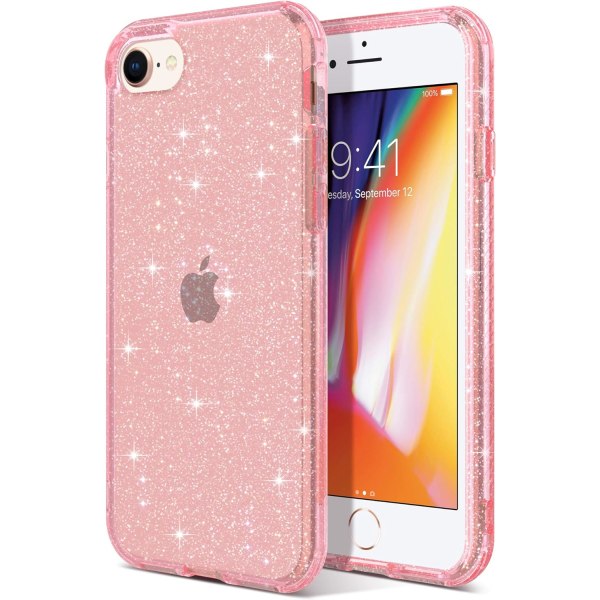 iPhone SE 2022 Glitter Case, iPhone 8/7 Transparent Case Soft Bum
