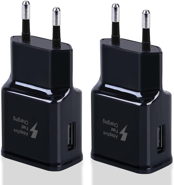 2-pack USB snabbladdningsadapter för Samsung S22 S21 S20 S10 S10e S6 S7 S8 S9 / Edge/Plus/Active, A7