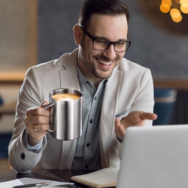 Rostfria espressokoppar - Dubbelväggig isolerad mugg för kaffe