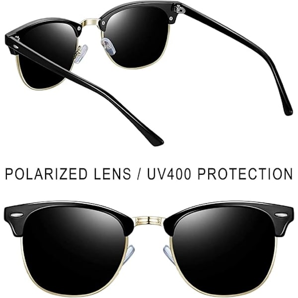 Semi-rammeløse polariserte solbriller for menn - UV400-beskyttelse Retro halvramme solbriller Unisex Polarize