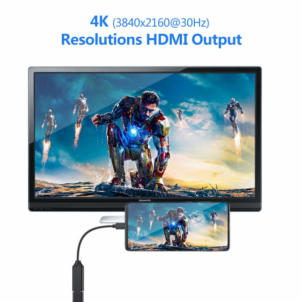 USB Type C til HDMI 4k-adapter (Thunderbolt 3-kompatibel) med Au