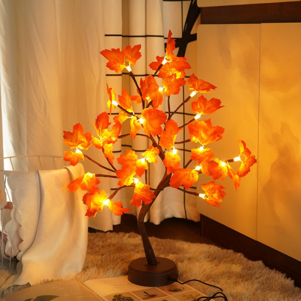 24LED Red Maple Tree Lamp, USB batteridriven julgran Lig