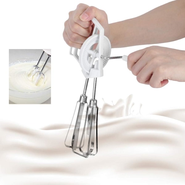 Handvev äggvisp, rostfritt stål handhållen äggmixer manuell mixer för hemlagning kök
