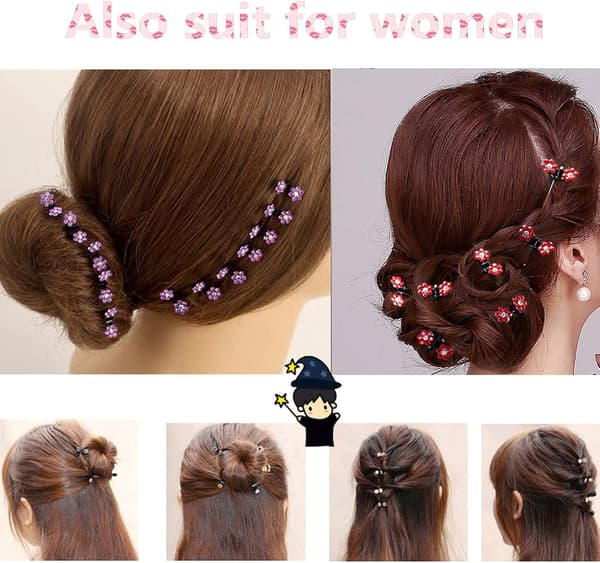 65 stk. Mini Claw Hårclips Mix Farver, Børnehår Tilbehør til Piger Kvinder, Blomster Hårclips til