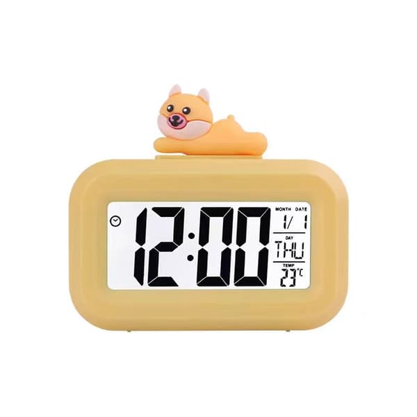 Högdefinitions LCD-tecknad alarmklocka med bakgrundsbelyst display Mul