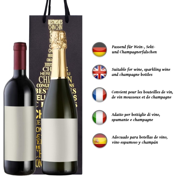 10 gratulationer påsar II flaska presentpåsar för vin, prosecco a