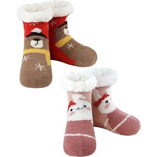 Flickors halkfria vinterstrumpor i fleece, 2-pack