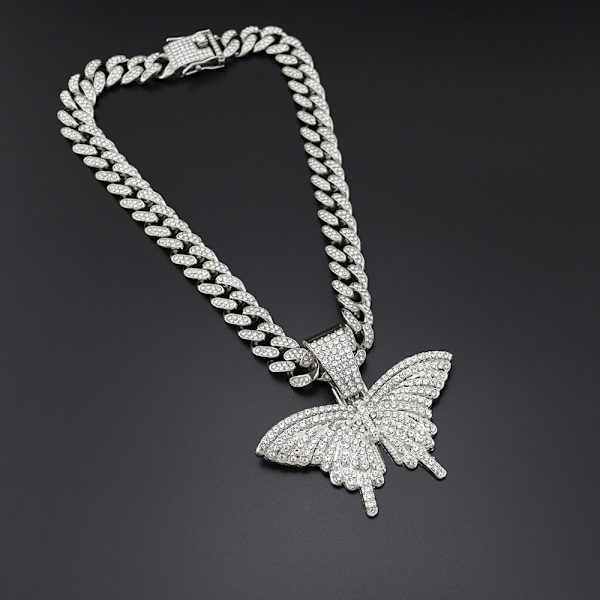 Krystal Sommerfugl Choker Halskæde Rhinestone Vedhæng Halskæder Kæde Glitrende Sommerfugl Smykker Mode Fest Tilbehør B