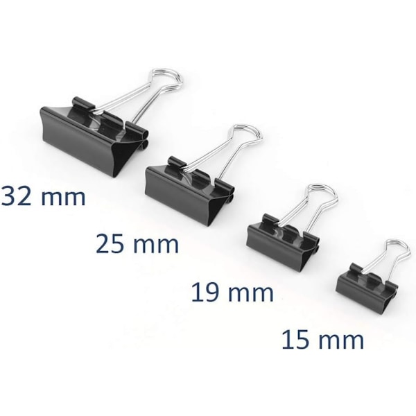 Svarta Dokumentklämmor 12-pack 25mm Multifunktionella Pappersklämmor Box - Metall Pappersklämmor Ritklämmor för N