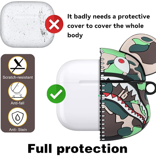 Til Airpod 3 3. generations etui sød tegneserie 3D Kawaii unik silikone cover sjov F