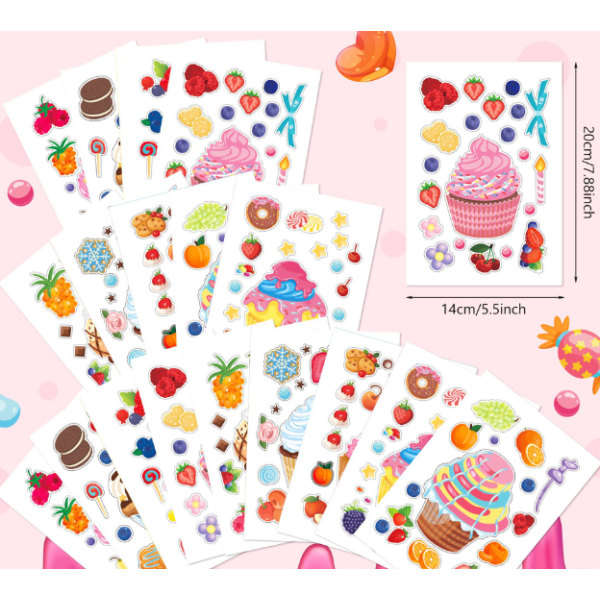 72 ark självhäftande klistermärken, DIY Ice Cream Cake Stickers