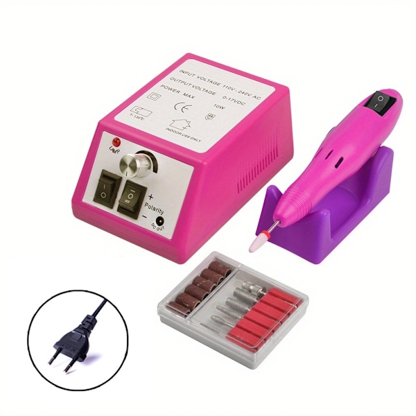 Pink Electric nail file with 12 accessories for grinding/polishing