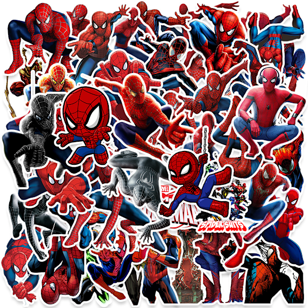 50 stk. Superhelte klistermærkesæt - Spider Man klistermærke dekoration til bil, bærbar computer, skateboard, cykel,