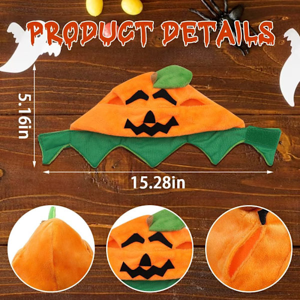 Katt Halloween Gresskar Kostyme Hund Halloween Gresskar Lue Kjæledyr Hodeplagg for Halloween Fest Justerbar