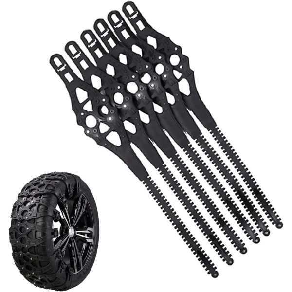 6pcs Anti-Skid Car Snow Chains - Adjustable Emergency Anti-Slip Snow Chains