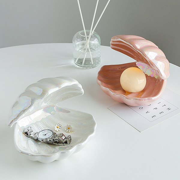 Shell Pearl Light Led Accent Lampe Bærbar Natlampe - Gave Whi B