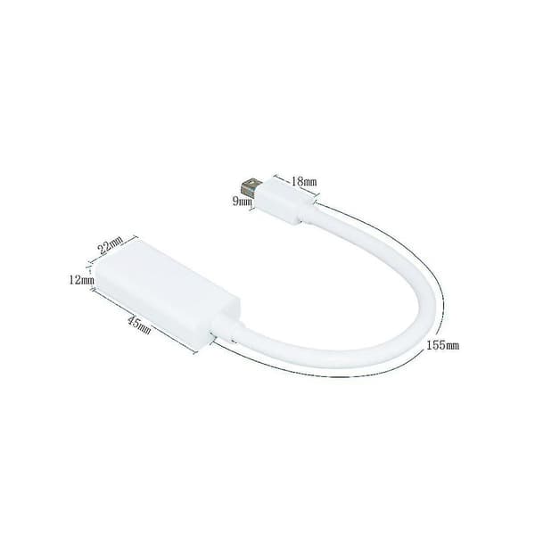 Mini dp til hdmi hunn adapterkabel - hvit