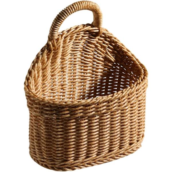 Rattan Hängande Korg i Pil Flätad Förvaringskorg Vägg Lök Korg Vitlök
