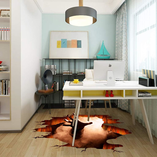 3D Halloween-golvstickers, spökhandskrapa väggstickers, avtagbara Halloween-konstväggmålningar f