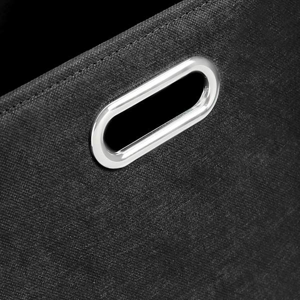 Basics Sammenleggbare Stoffoppbevaringskuber med Oval Grommet, Svart, 1 Pakke P