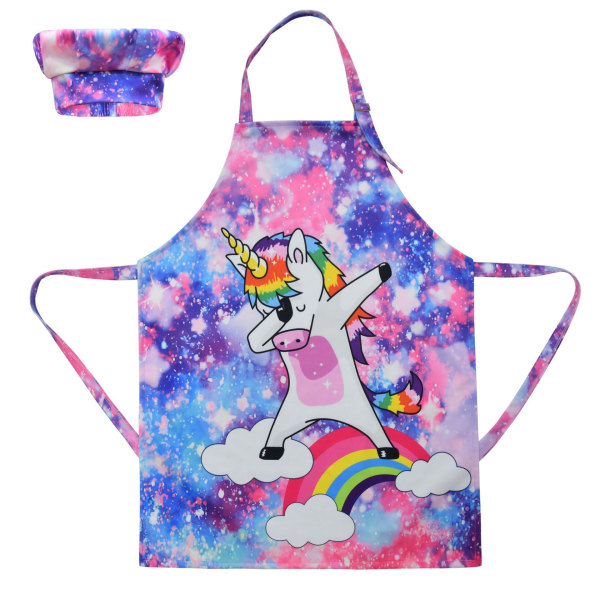Förkläden för barn Flickor Rainbow Unicorn Apron (Unicorn A, Medium,6-