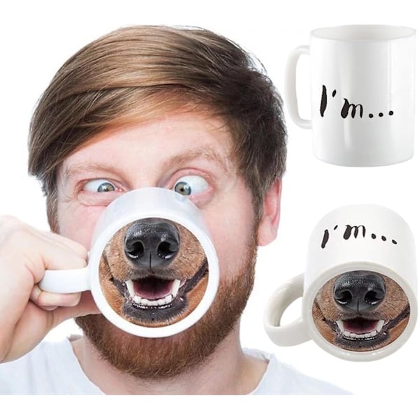 Hundnosmugg, Kreativ Rolig Kaffekopp, Kreativ Keramisk Kaffekopp, Vattenkoppar Med Särpräglade Mönster A