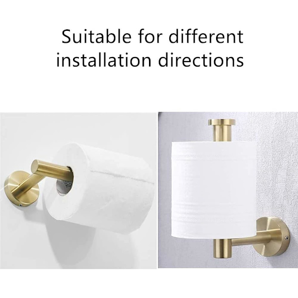 Toiletpapirholder i rustfrit stål 304 til vægmontering i badeværelset, børstet guld, toilettilbehør A