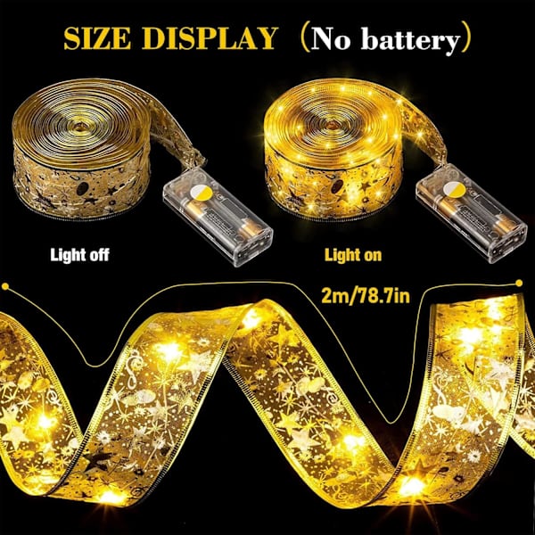 LED-joulunauhavalot, 2M nauha-tähtivalot, hääjuhlat puutarha joulu, joulukuusi koristelu, lämmin väri
