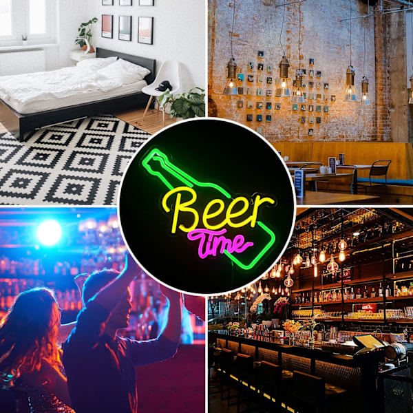 Öltid Neon Skylt Bar Neon Ljusskylt Gul LED Skylt för Väggdekor USB Neon Skylt för Bar Club Ho