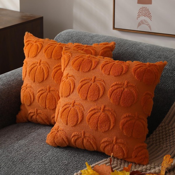 2 stk Gresskar Høst Dekorativ Putetrekk 45x45cm Orange