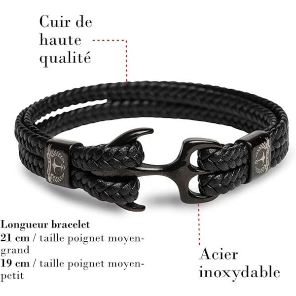 Svart Ankerarmband i Högkvalitativt Läder - Present till Män T