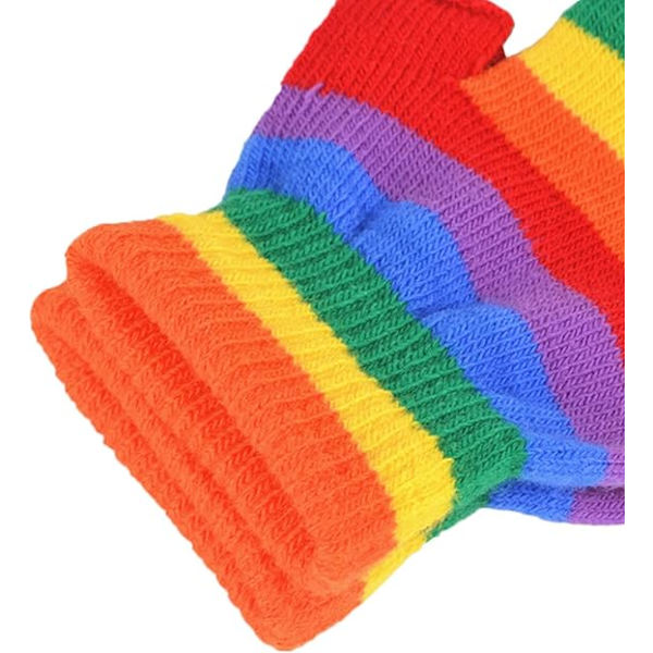Unisex Stretchy Rainbow Knit Mittens