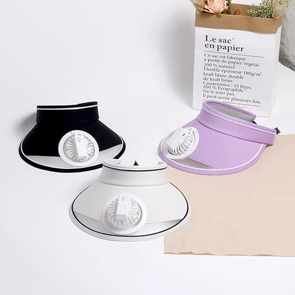 Solhat med ventilator - gul, genopladelig hat, indbygget ventilator, ventilatorhat, egnet til børn