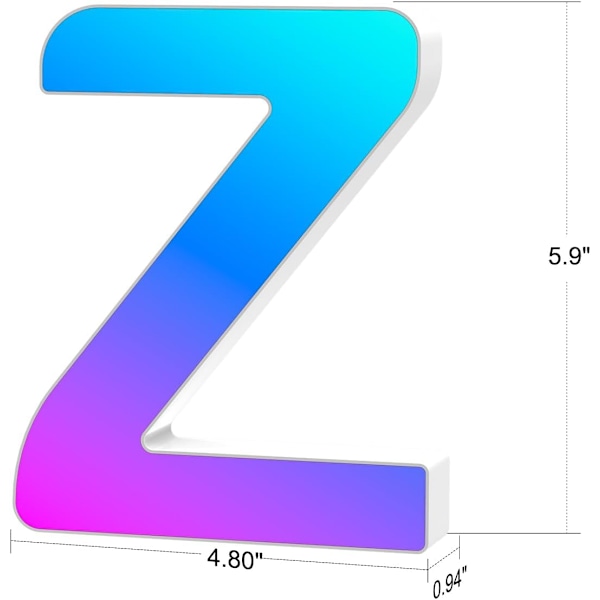 Ljusbokstäver USB-drivna, LED-bokstavslampor färgväxlande bokstavsskylt present - Z Z