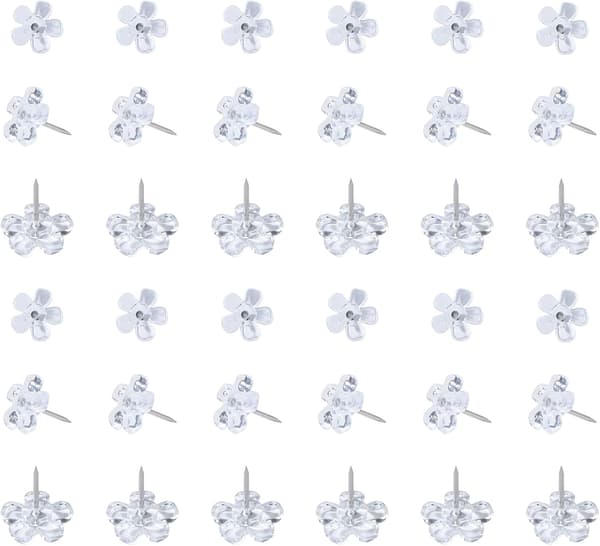 200 st transparenta blomformade tryckstift för korktavla hemmet