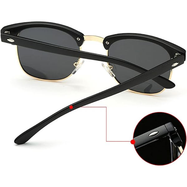 Semi-rammeløse polariserte solbriller for menn - UV400-beskyttelse Retro halvramme solbriller Unisex Polarize