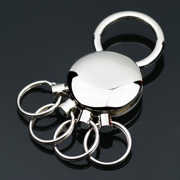 Nøkkelring - Blank Krom - Rund Design - 5 Utbyttbare Ringer Y