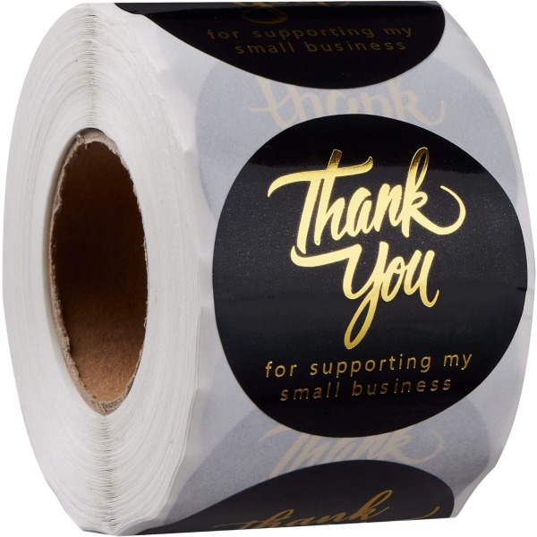 Thank You Stickers Small Business - 1.5Inch – 500 Label Roll Roun