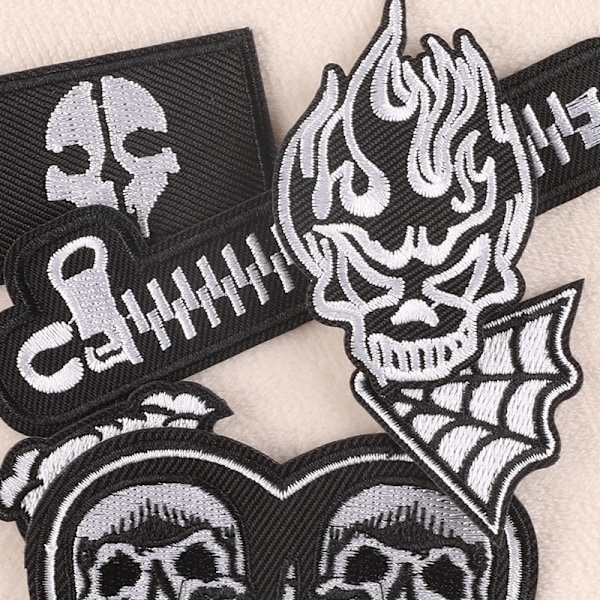 16 stk. Tøjlaver (kranie/punk) Sy-laver Stryge-laver Broderilaver Strygeapplikationer til tøj,