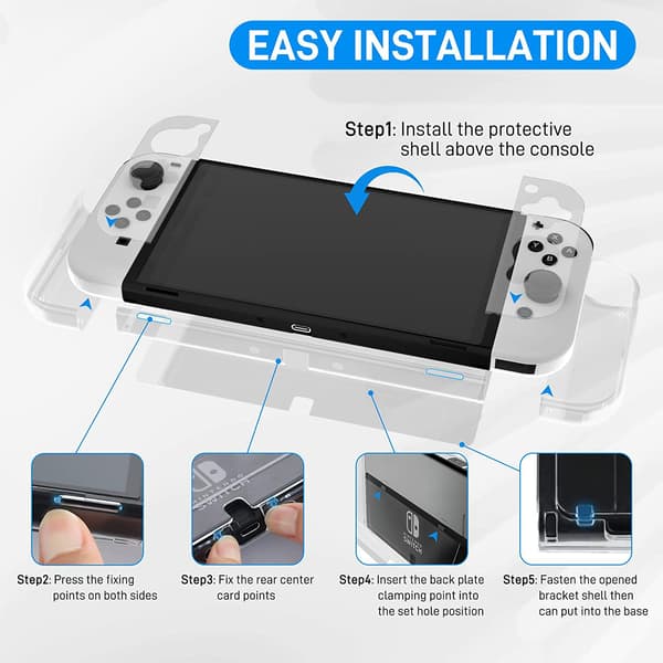 Dockbar klar etui til Switch OLED, beskyttende etui til Switch OLED - stærk og holdbar, ikke