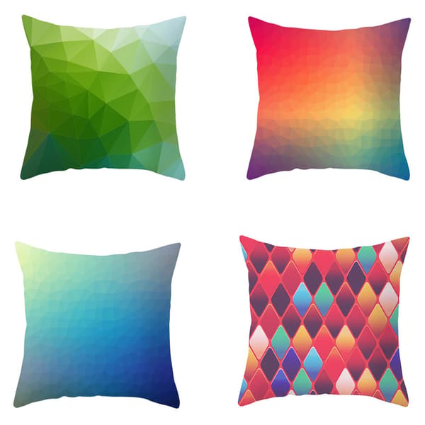 Set med 4 Geometriska Tryckta Polyester Kvadratiska Kuddfodral för Soffa Heminredning (9-12)