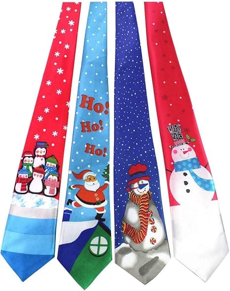 Sett med 4 originale jule-slips for menn og gutter (Stil 4)