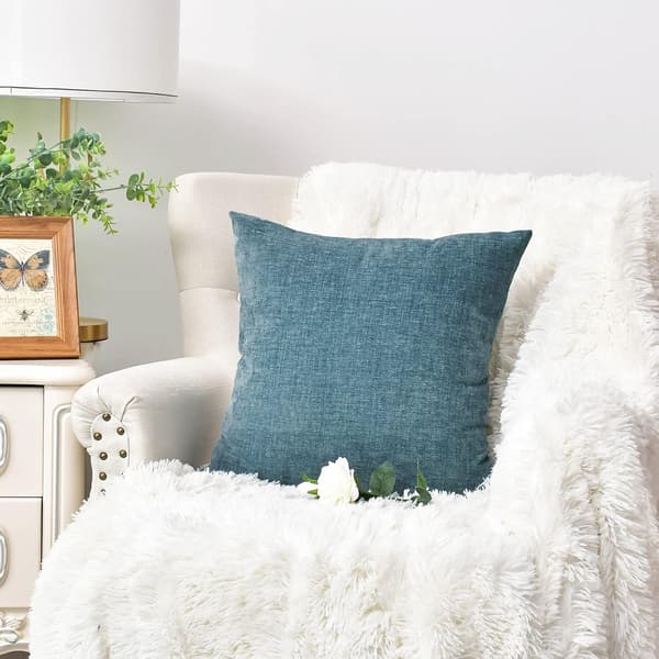 Pakke med 2 Pudebetræk, 22 x 22 Tommer til Sofa Hjem Dekoration Solid Farvet Blød Chenille Røg B