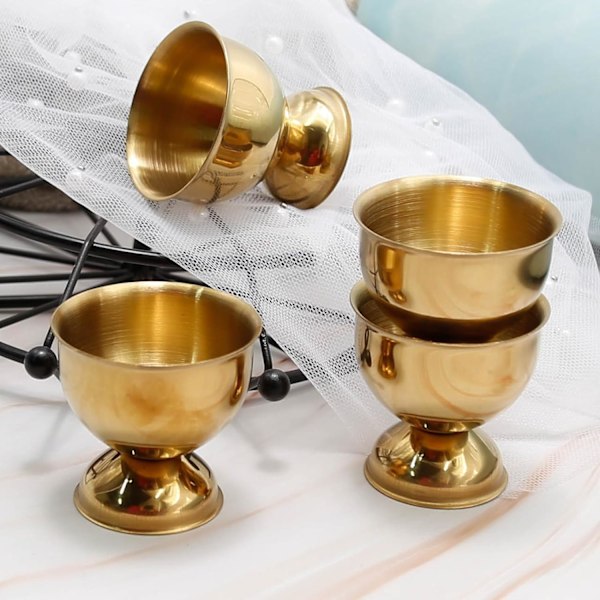 Rustfrie stål eggkopper, gull egg holder sett med 4 for hard soft